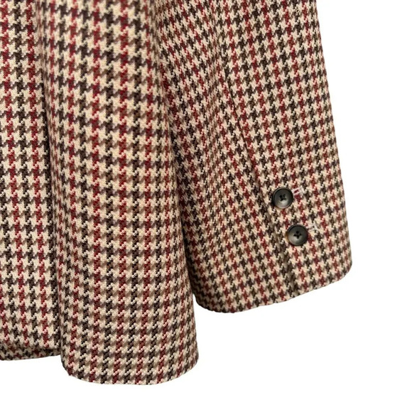 L'Agence Chamberlain Houndstooth Blazer Jacket Tan Brown Red Size 16 - Picture 4 of 5